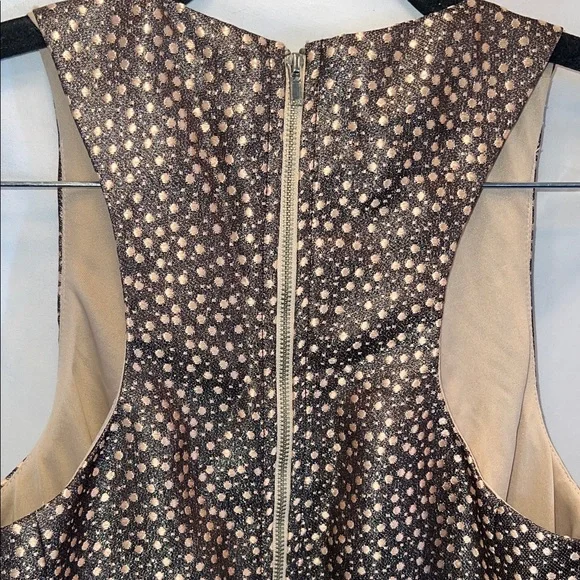 Gianni Bini Brown Mini Dress with Gold, Size L - Picture 6 of 10